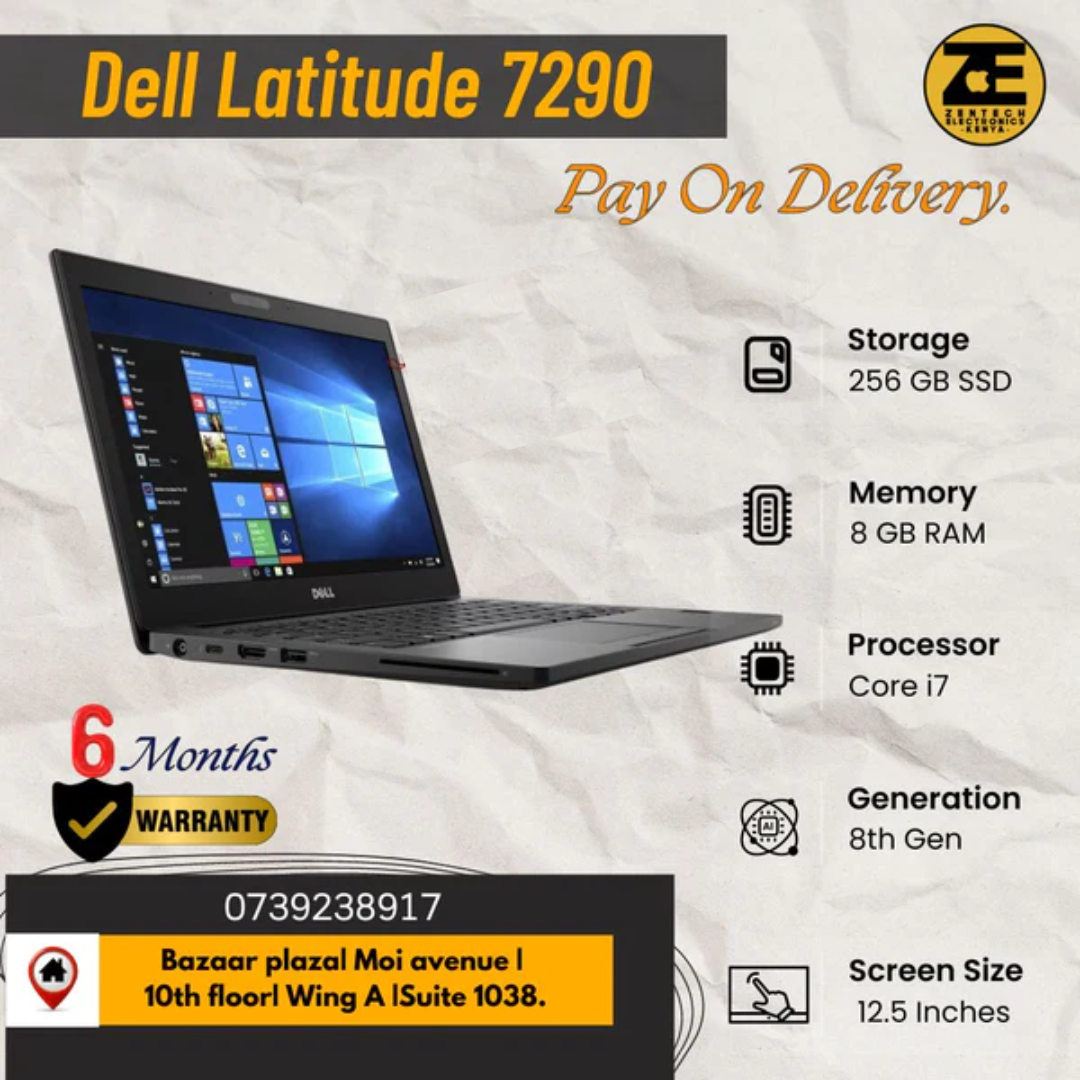Dell Latitude 7290 laptop front view with 12.5″ display